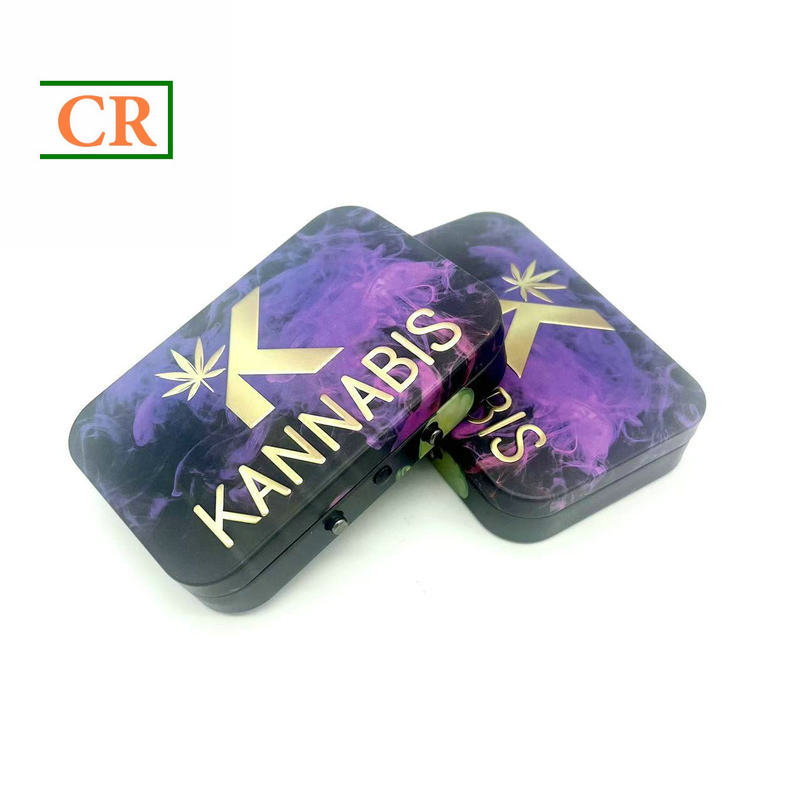 1.CHILD RESISTANT TIN BOX WITH TWO METAL BUTTONS FOR PRE-ROLLS (3)