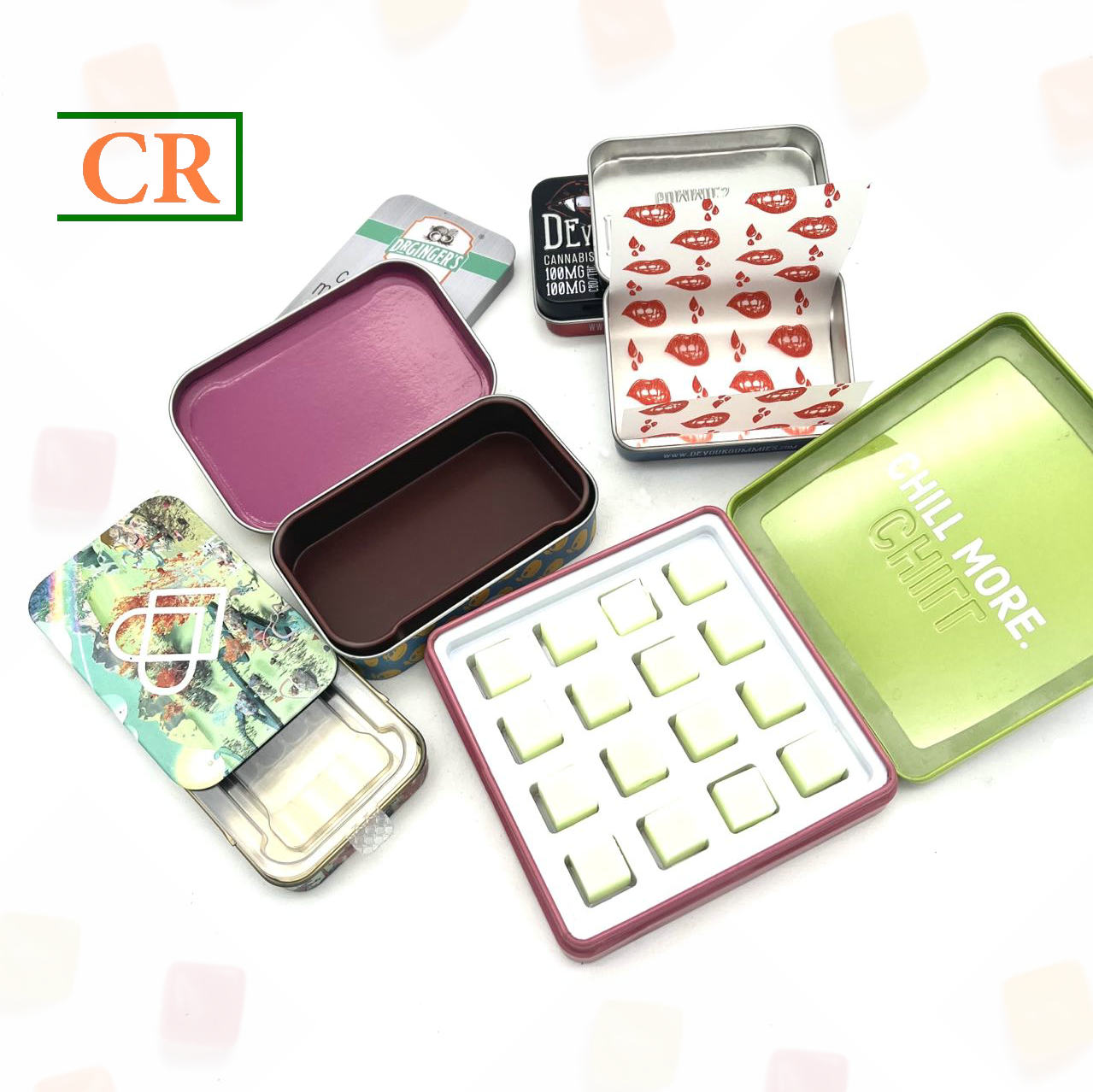 Child Resistant Tin Box with Insert for Gummies
