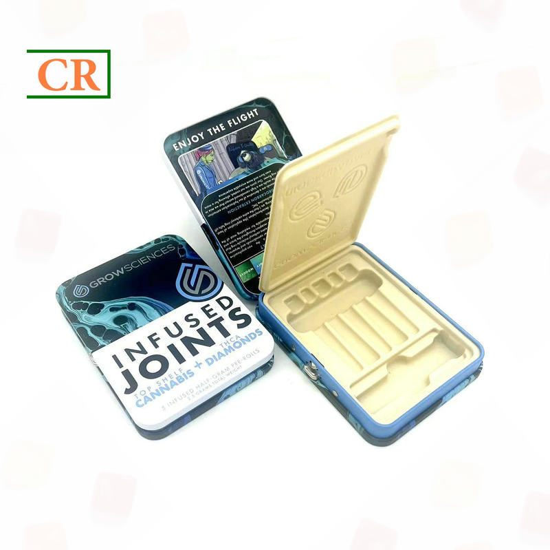 High-end Airtight Child Resistant Tin Box for Pre-rolls Packaging